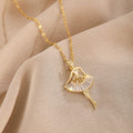 Colar Feminino Dourado Bailarina de Cristal