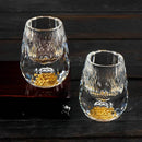 Copo Diamante Luxo com Fundo Duplo e Lascas Douradas para Baijiu, Licor, Cachaça, Tequila e Shots